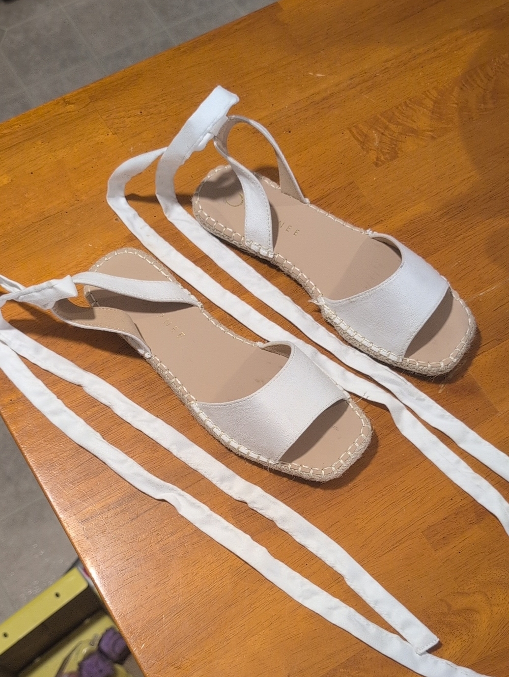 White Lace-Up Espadrille Sandals - Women